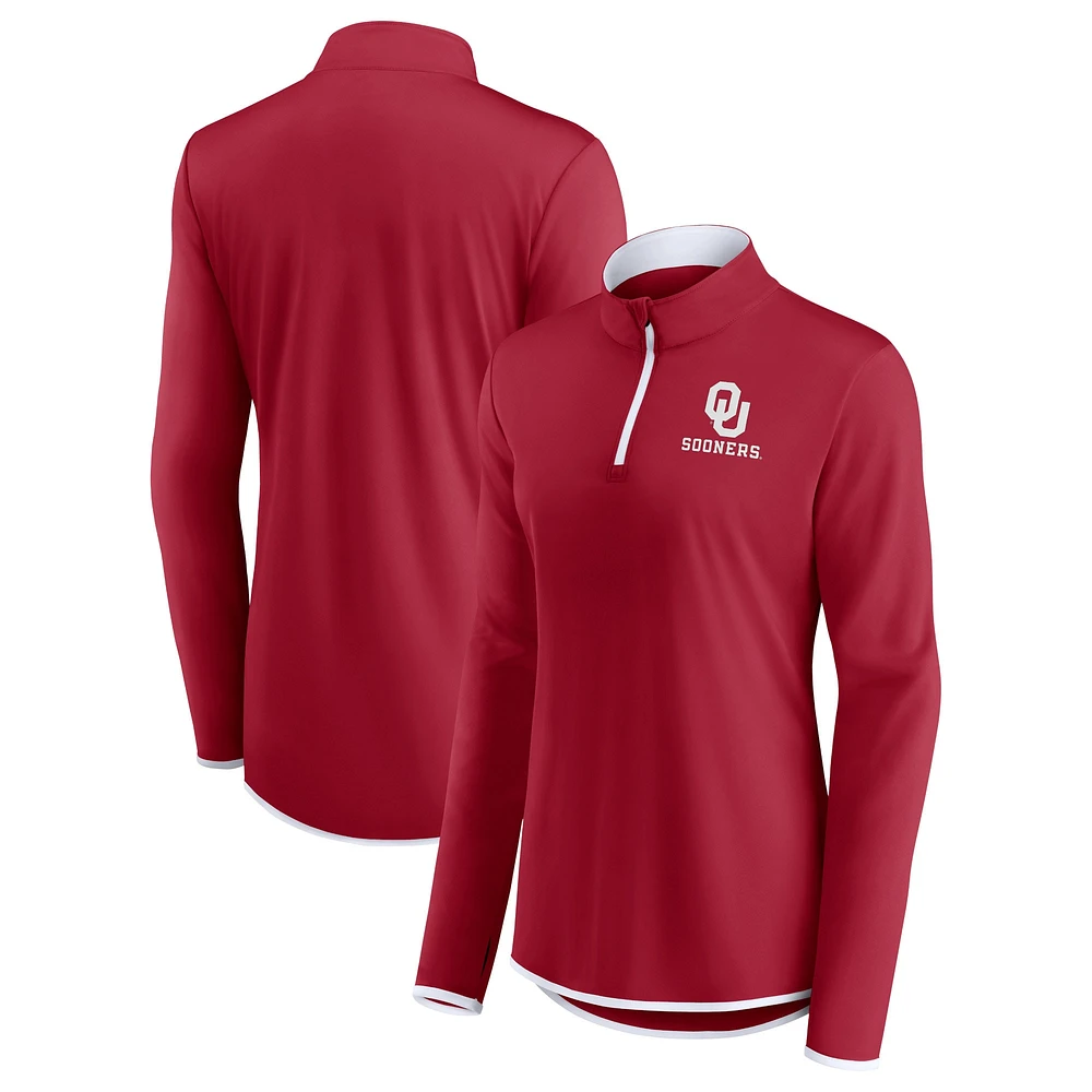 Women's Fanatics Crimson Oklahoma Sooners Worth the Drive Quarter-Zip Top