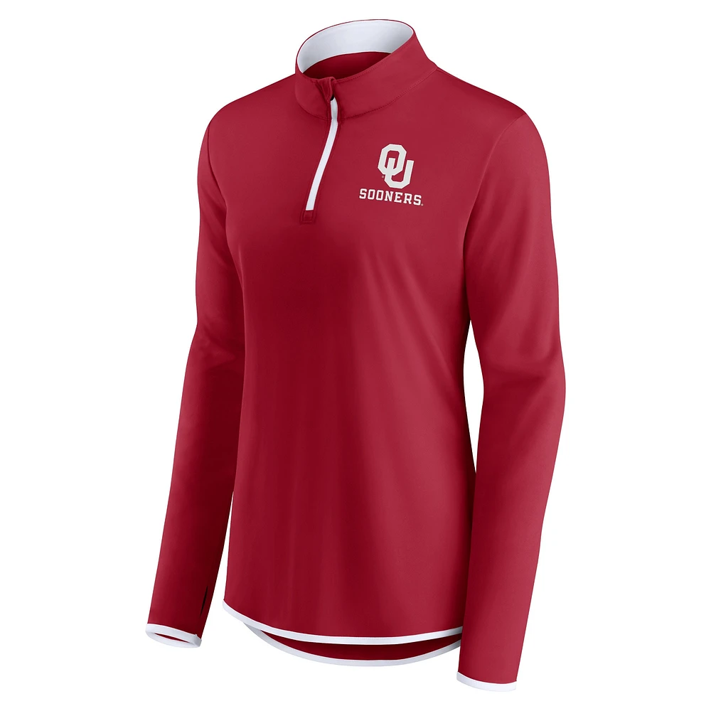 Women's Fanatics Crimson Oklahoma Sooners Worth the Drive Quarter-Zip Top