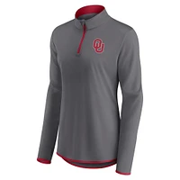 Haut à quart de zip Oklahoma Sooners Fanatics gris pour femmes