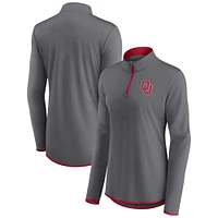 Haut à quart de zip Oklahoma Sooners Fanatics gris pour femmes