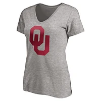 Women's Fanatics Gray Oklahoma Sooners Primary Logo V-Neck T-Shirt