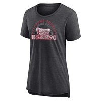 Women's Fanatics Heather Charcoal Oklahoma Sooners Badge Fade Tri-Blend T-Shirt