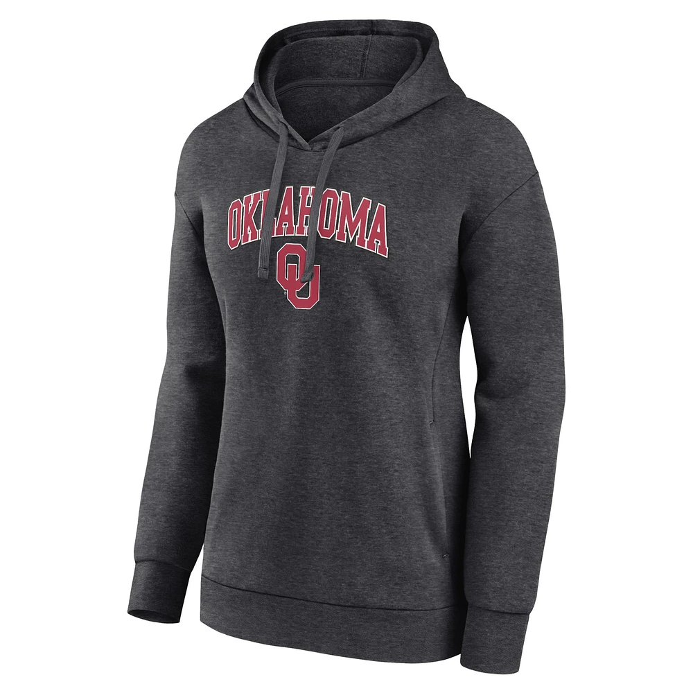 Women's Fanatics Heather Charcoal Oklahoma Sooners Campus Pullover Hoodie