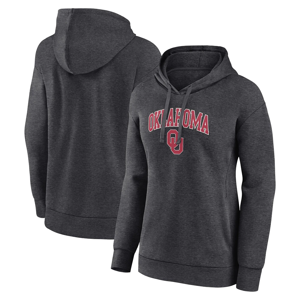 Women's Fanatics Heather Charcoal Oklahoma Sooners Campus Pullover Hoodie