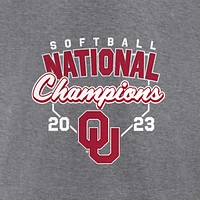 Women's Fanatics Heather Gray Oklahoma Sooners 2023 NCAA Softball College World Series Champions Tri-Blend Schedule T-Shirt