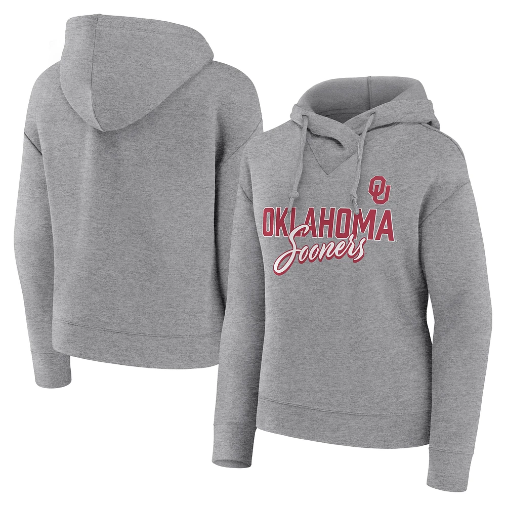 Women's Fanatics Heather Gray Oklahoma Sooners Script Favorite Pullover Hoodie