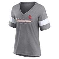 Women's Fanatics  Heather Gray Oklahoma Sooners True Classics Give It All Tri-Blend V-Neck T-Shirt