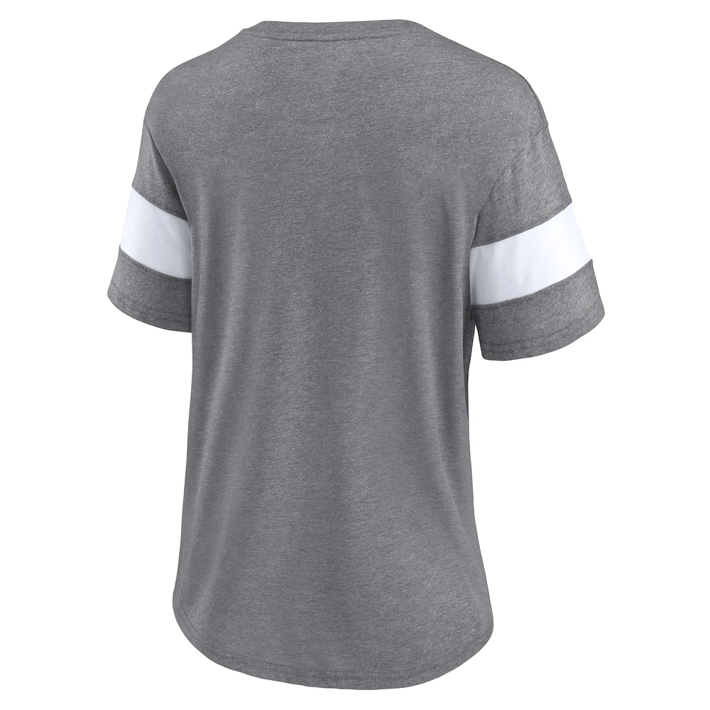 Women's Fanatics  Heather Gray Oklahoma Sooners True Classics Give It All Tri-Blend V-Neck T-Shirt