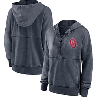 Sweat à capuche lacets Fanatics Heathered Charcoal Oklahoma Sooners pour femmes