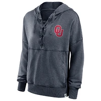 Women's Fanatics Heathered Charcoal Oklahoma Sooners Overall Speed Lace-Up Pullover Hoodie