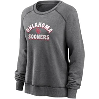 Women's Fanatics Heathered Charcoal Oklahoma Sooners Retro Raglan Pullover Sweatshirt