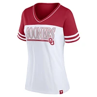 T-shirt colorblock emblématique Oklahoma Sooners blanc/cramoisi pour femme Fanatics