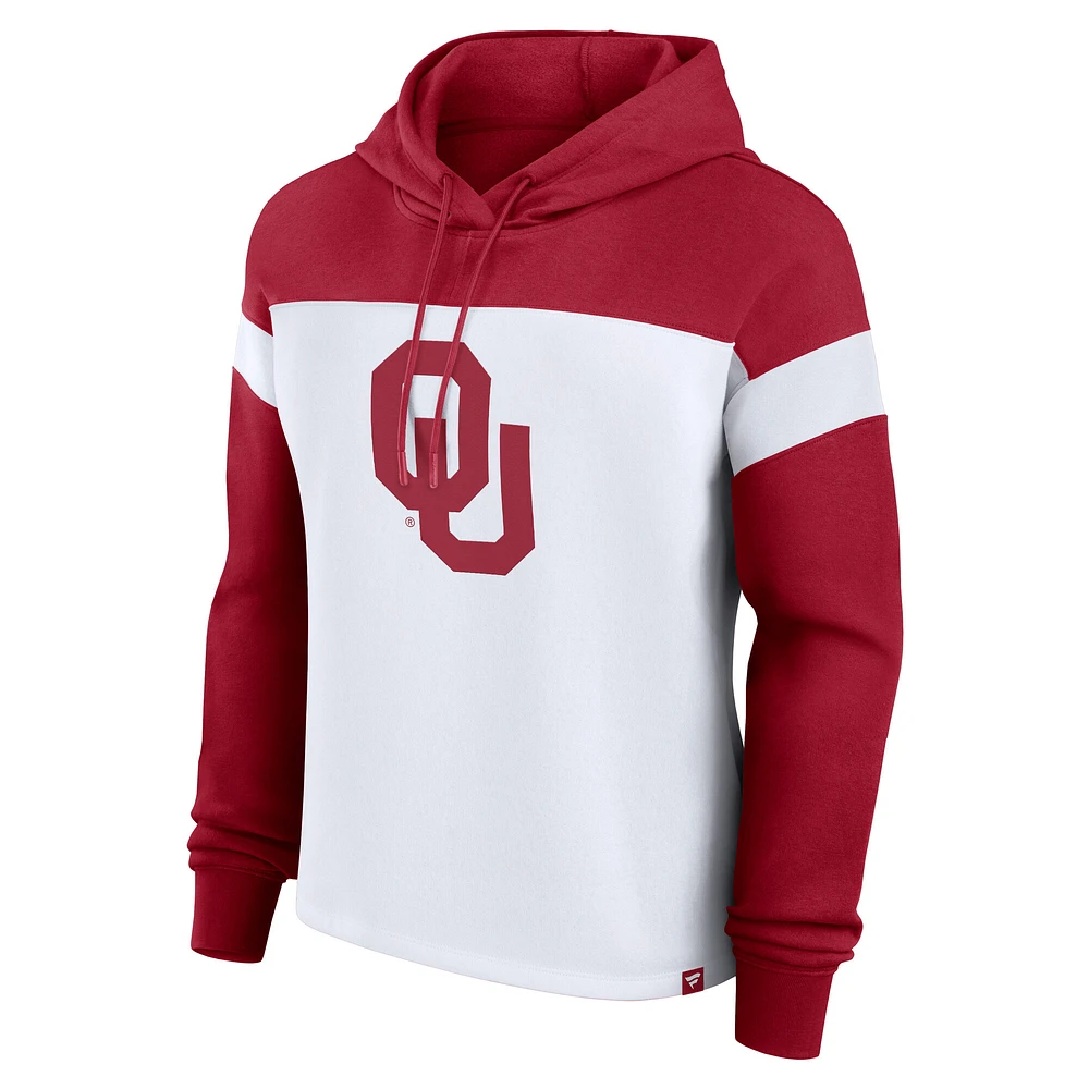 Women's Fanatics  White Oklahoma Sooners Primary Logo Pullover Hoodie
