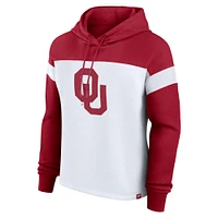 Women's Fanatics  White Oklahoma Sooners Primary Logo Pullover Hoodie