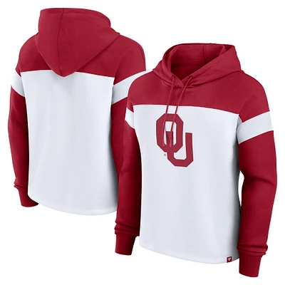 Women's Fanatics  White Oklahoma Sooners Primary Logo Pullover Hoodie