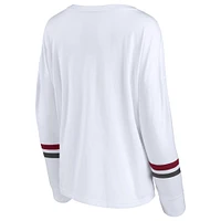 T-shirt blanc à manches longues rayures Fanatics pour femmes Oklahoma Sooners Retro Power