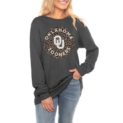 Oklahoma Sooners Gameday Couture Women's Varsity League Luxe Boyfriend Long Sleeve T-Shirt - Charcoal