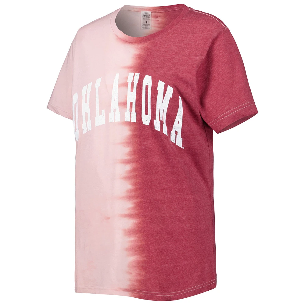 T-shirt Gameday Couture pour femme, cramoisi Oklahoma Sooners Find Your Groove Split-Dye