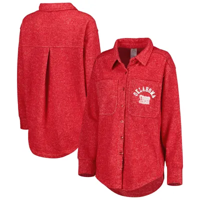 Oklahoma Sooners Gameday Couture Women's Switch It Up Tri-Blend Button-Up Shacket - Crimson