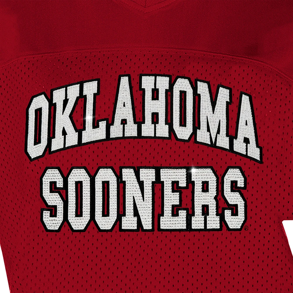 T-shirt tendance à strass pour femme Gameday Couture Crimson Oklahoma Sooners Until Kickoff