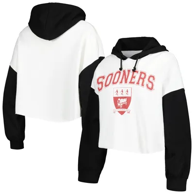 Oklahoma Sooners Gameday Couture Women's Good Time Color Block Cropped Hoodie - White/Black