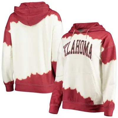 Oklahoma Sooners Gameday Couture Women's For the Fun Double Dip-Dyed Pullover Hoodie - White/Crimson