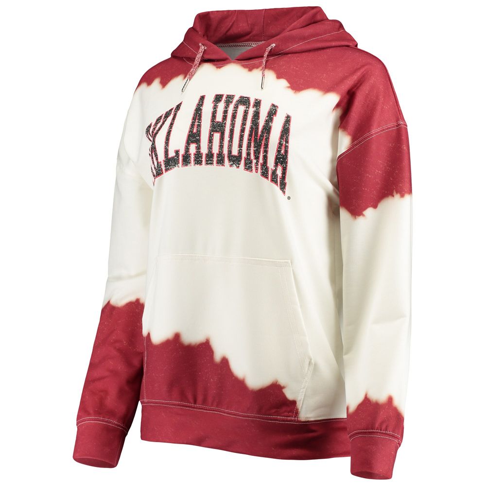 Women's Gameday Couture White/Crimson Oklahoma Sooners For the Fun Double Dip-Dyed Pullover Hoodie