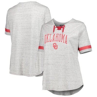 T-shirt à lacets taille plus Oklahoma Sooners gris chiné pour femme