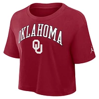 Women's Jordan Brand Crimson Oklahoma Sooners Athletic Prep Arch Cropped Performance T-Shirt