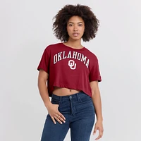 Women's Jordan Brand Crimson Oklahoma Sooners Athletic Prep Arch Cropped Performance T-Shirt