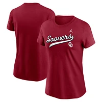 Women's Jordan Brand Crimson Oklahoma Sooners Local Script T-Shirt
