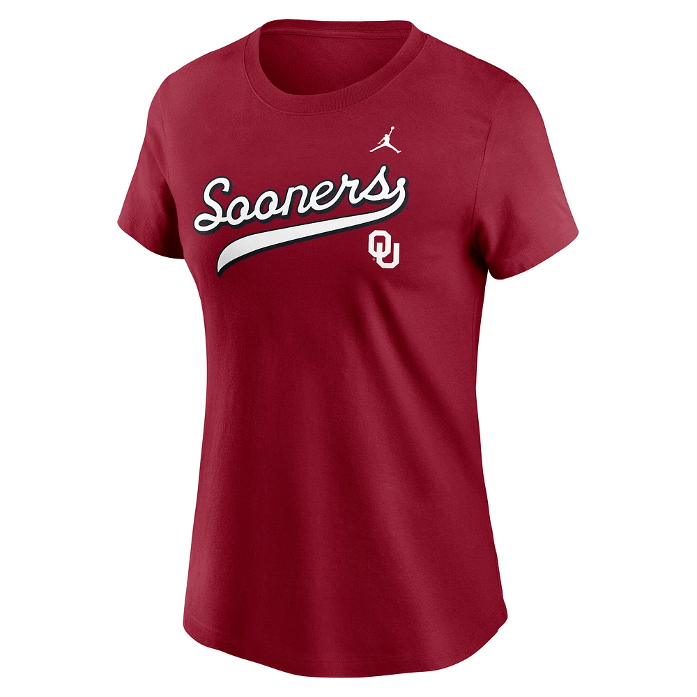 Women's Jordan Brand Crimson Oklahoma Sooners Local Script T-Shirt
