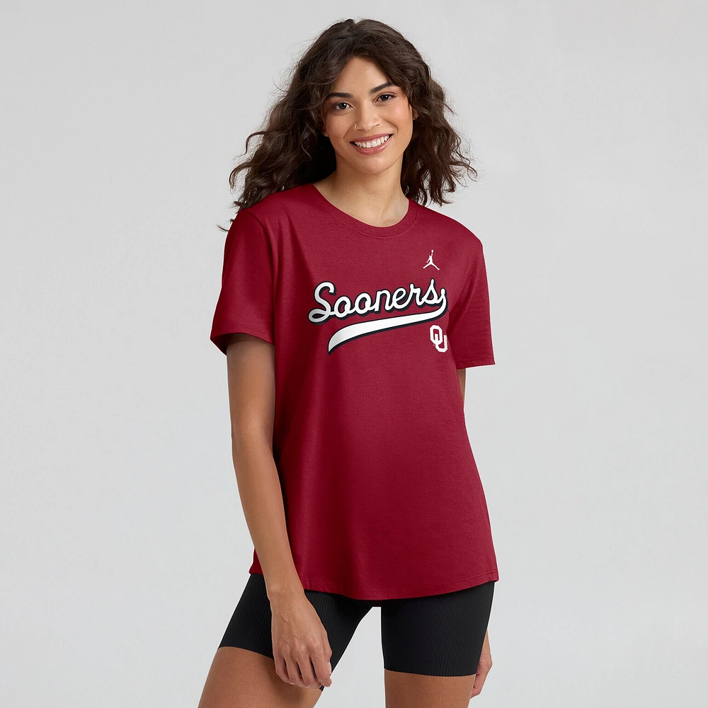 Women's Jordan Brand Crimson Oklahoma Sooners Local Script T-Shirt