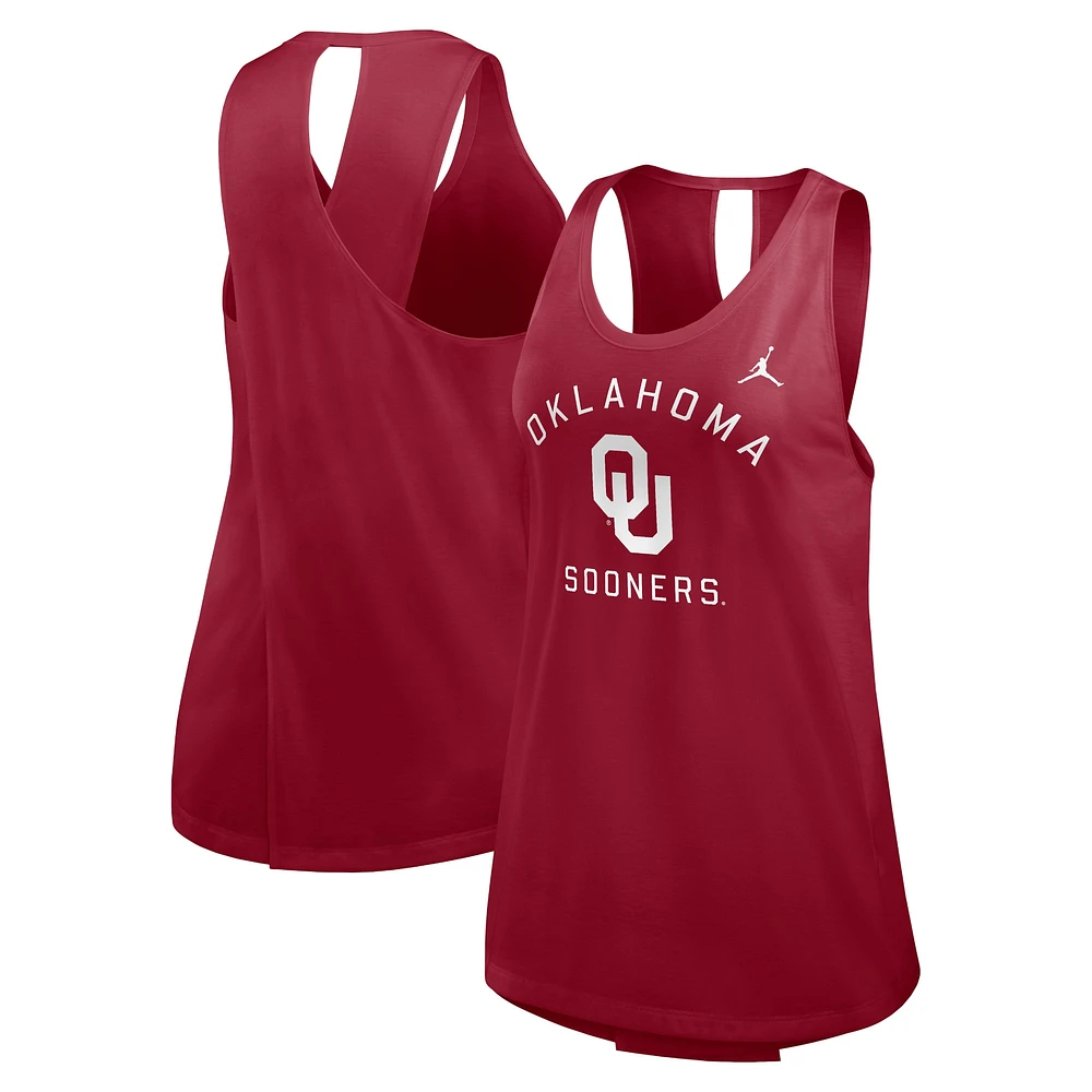 Débardeur à dos ouvert Jordan Brand Crimson Oklahoma Sooners Primetime pour femme