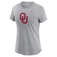 Women's Jordan Brand Heather Gray Oklahoma Sooners Primetime Logo T-Shirt