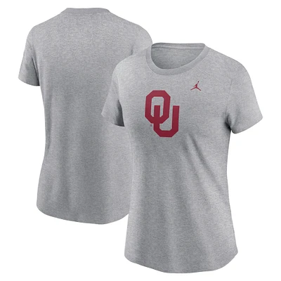 Women's Jordan Brand Heather Gray Oklahoma Sooners Primetime Logo T-Shirt