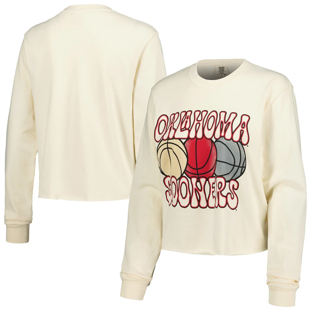 T-shirt court à manches longues pour femmes, couleurs confortables, Oklahoma Sooners, basket-ball