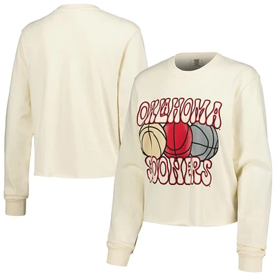 Women's Natural Oklahoma Sooners Comfort Colors Basketball Cropped Long Sleeve T-Shirt