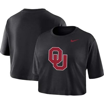 Oklahoma Sooners Nike Women's Cropped Performance T-Shirt - Black