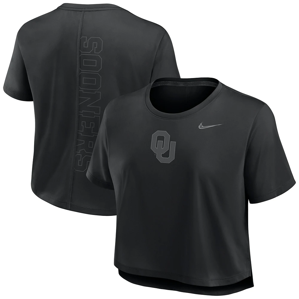 Women's Nike Black Oklahoma Sooners Performance Cropped T-Shirt