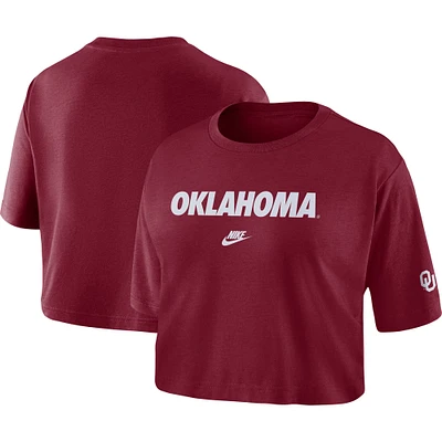 T-shirt court Nike Crimson Oklahoma Sooners Wordmark pour femme