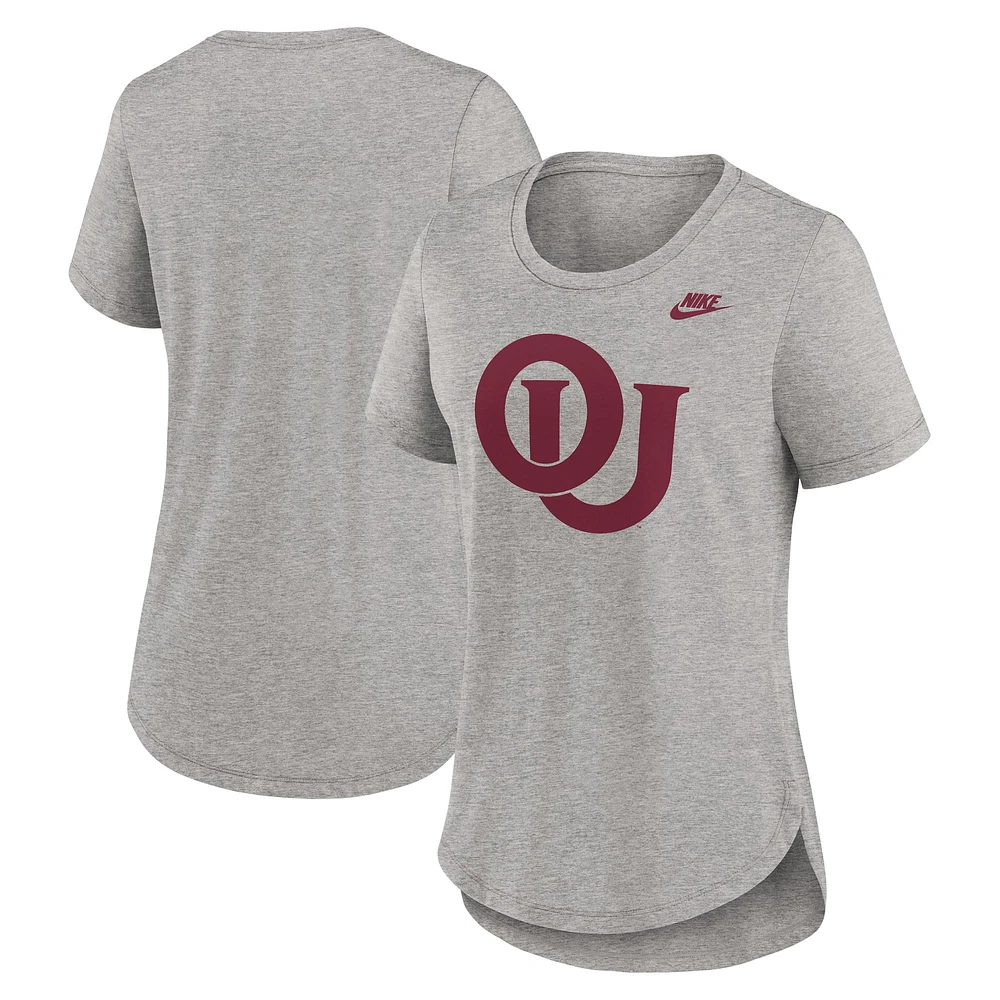 T-shirt Nike Heather Grey Oklahoma Sooners Legacy Tri-Blend pour femme