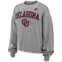 Sweat-shirt classique surdimensionné Nike gris chiné Oklahoma Sooners pour femme