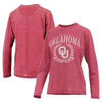 Women's Pressbox Crimson Oklahoma Sooners Chandler Olive Leaf Arch Long Sleeve T-Shirt