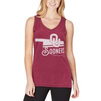 Women's Pressbox Crimson Oklahoma Sooners Ferris Melange V-Neck Tank Top