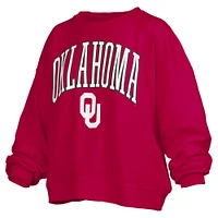 Sweat-shirt oversize à manches longues pour femme, coupe ample, avec logo Janise Arch Over, des Oklahoma Sooners, Pressbox Crimson