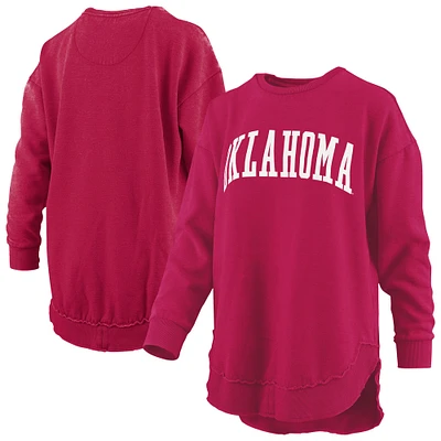 Sweat-shirt à manches longues en polaire vintage Pressbox Crimson Oklahoma Sooners Melange Poncho pour femme