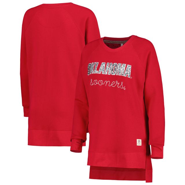 Sweat-shirt raglan Pressbox Crimson Oklahoma Sooners Steamboat imprimé animal pour femme