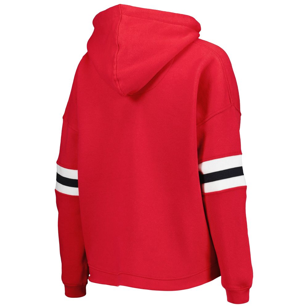 Women's Pressbox Crimson Oklahoma Sooners Super Pennant Pullover Hoodie