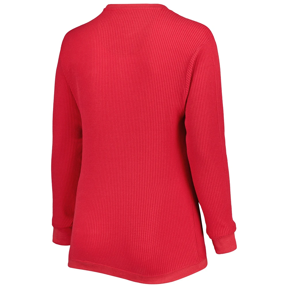 Women's Pressbox Crimson Oklahoma Sooners Surf Plus Southlawn Waffle-Knit Thermal Tri-Blend Long Sleeve T-Shirt